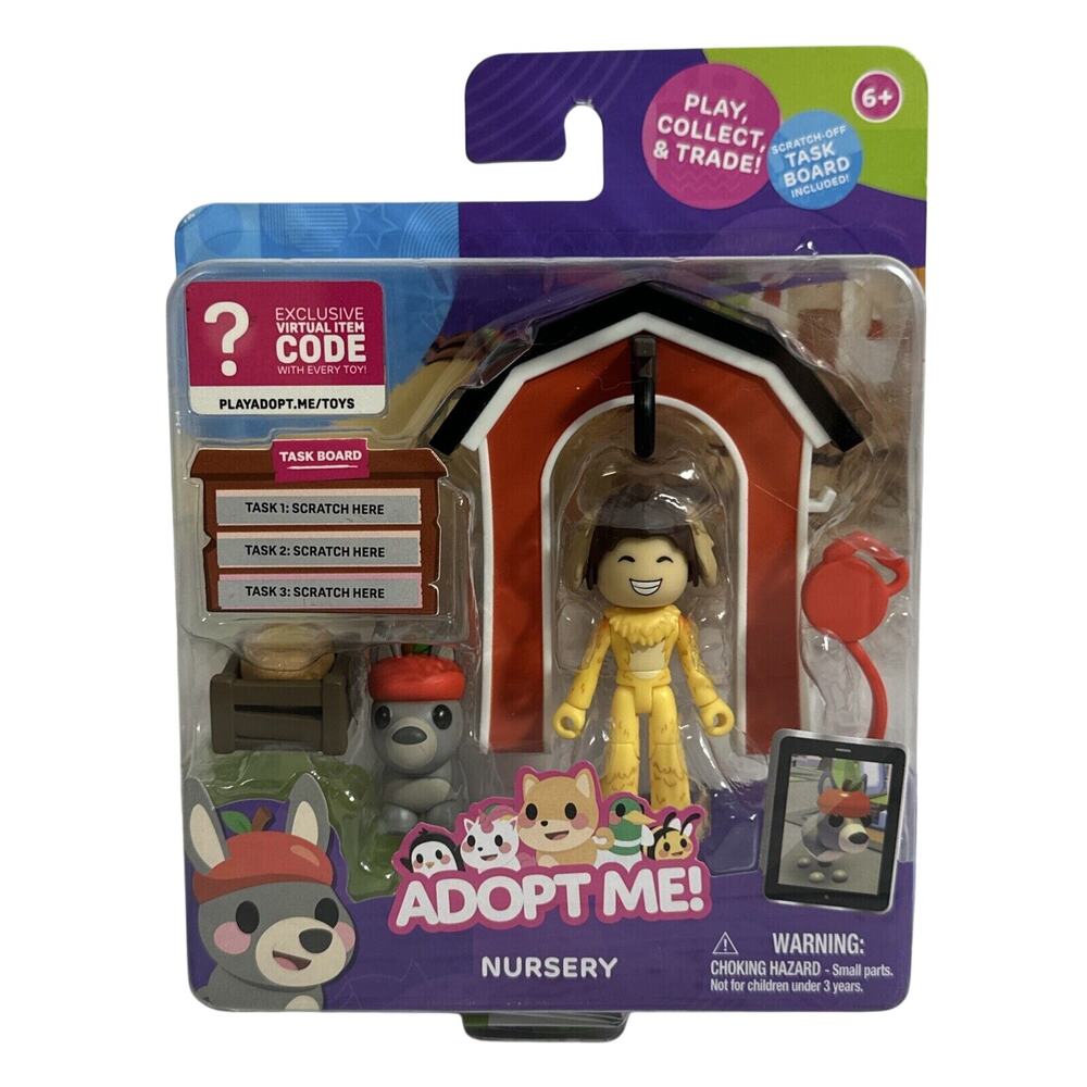 Adopt Me! Nursery Doug Donkey Figure Playset w Virtual Item Code and Task Board